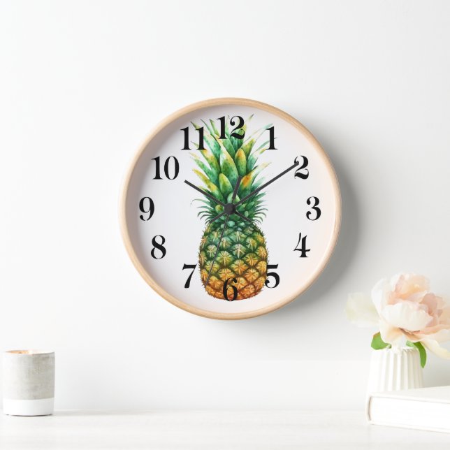 Reloj Wooden Frame Clock-Pineapple Print (Hogar)