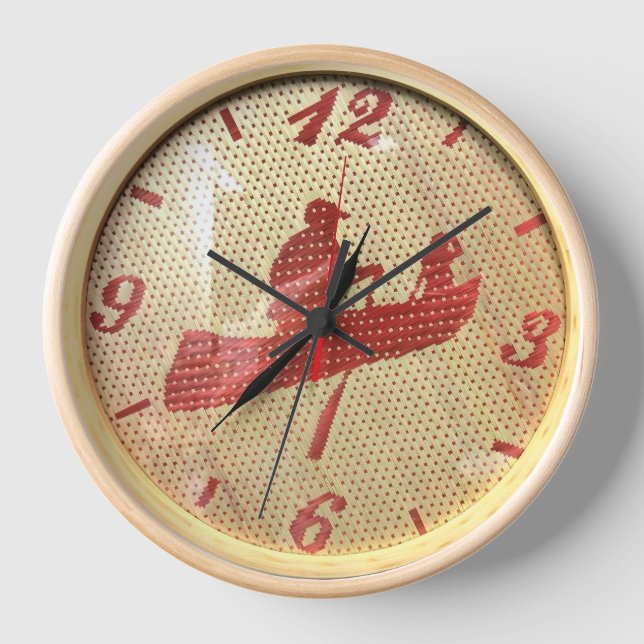 Reloj wooden handmade bamboo weaving custom wall clock  (Anverso)
