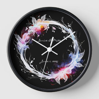 Reloj Wreath floral rosa azul personalizado