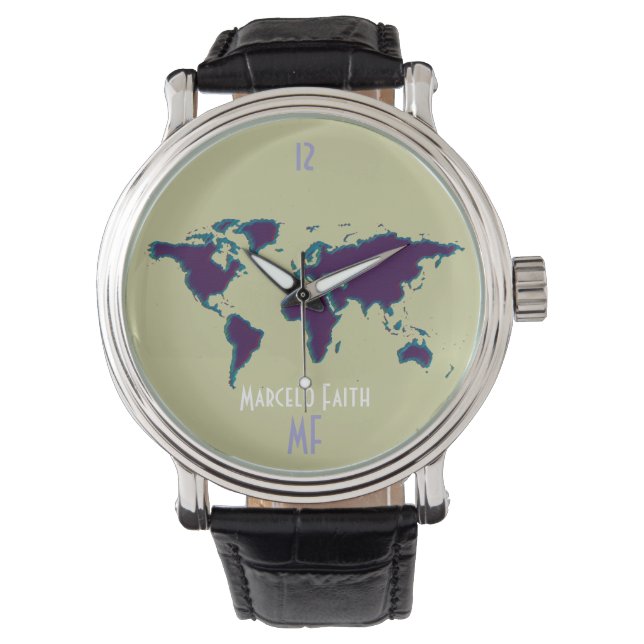 reloj y mapa del mundo (Anverso)