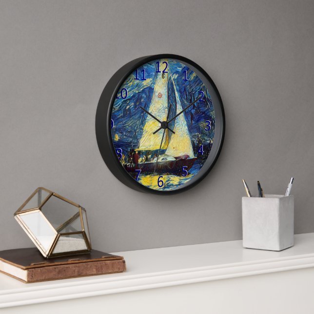 Reloj Yacht Van Gogh Style Blue, Gold, Vela (Oficina)