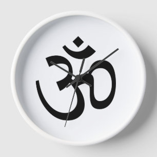 Reloj Yoga, Om Aum Icon, Hinduismo Symbol, blanco negro