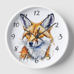 Reloj Zorro de acuarela bonito   Amantes de los animales
