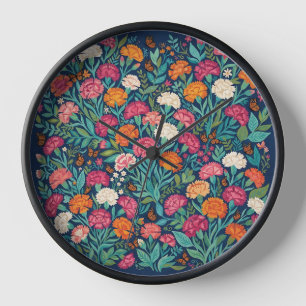 Relojes de arte abstracto boho claveles mariposas