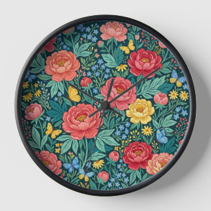 Relojes de arte abstracto boho peonías mariposas