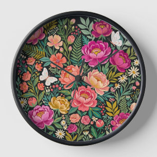 Relojes de arte abstracto boho peonías mariposas