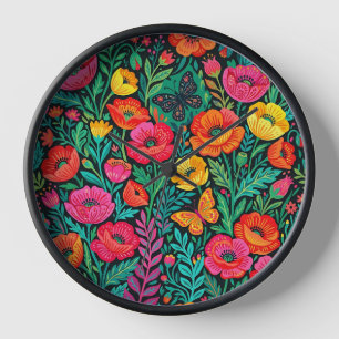 Relojes de arte abstracto de amapolas escandinavas