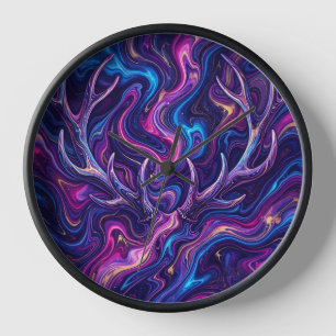 Relojes de arte abstracto de asta de ciervo cósmic