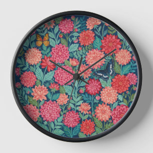 Relojes de arte abstracto de dalias coloridas mari