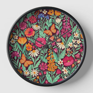 Relojes de arte abstracto de flores silvestres y m