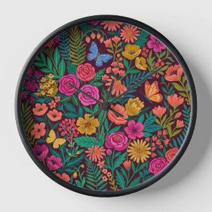 Relojes de arte abstracto de flores y mariposas in