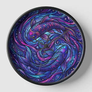 Relojes de arte abstracto de koi que giran en colo