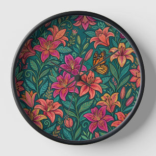 Relojes de arte abstracto de lirios folk monarca