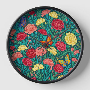 Relojes de arte abstracto de mariposa y clavel mex