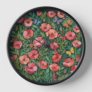 Relojes de arte abstracto Matisse amapolas maripos