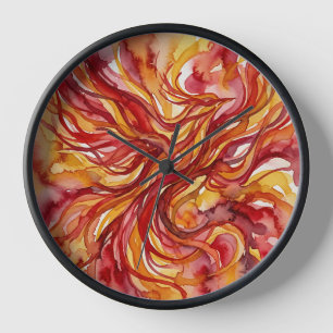 Relojes de Arte Acuarela de Vuelo de Pájaro Rojo A
