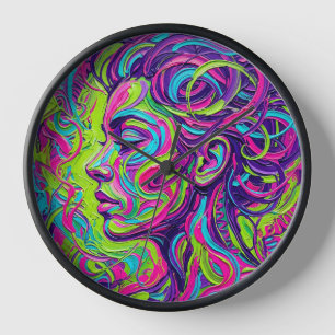 Relojes de arte al óleo de retrato de cara abstrac