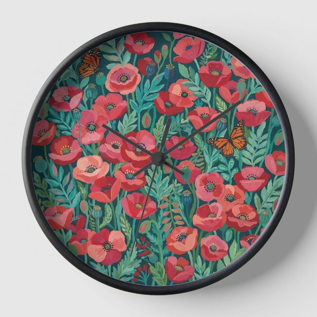 Relojes de Arte Amapolas Monarcas Abstractas (Anverso)