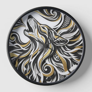 Relojes de arte con cabeza de lobo abstracta en do
