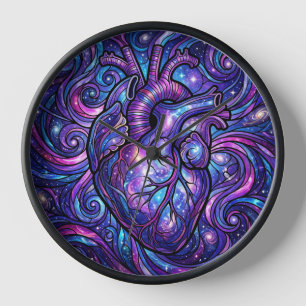 Relojes de Arte Cósmico Corazón Púrpura Abstracto