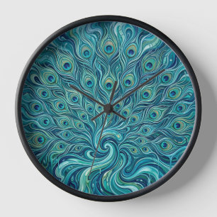 Relojes de arte de abanico de plumas de pavo real