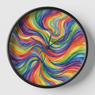 Relojes de arte de acuarela de arcoíris barridos p