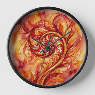 Relojes de arte de acuarela de hoja de helecho abs