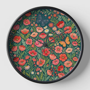 Relojes de Arte de Amapolas Coloridas Abstractas M