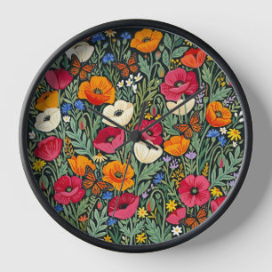Relojes de Arte de Amapolas Coloridas Abstractas M
