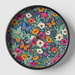Relojes de arte de anémonas coloridas abstractas y