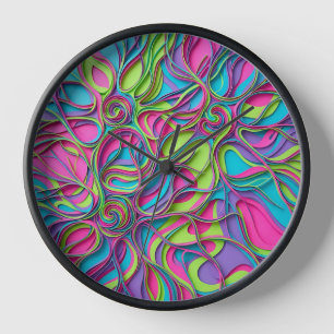 Relojes de arte de cerebro abstracto neón vibrante