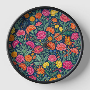 Relojes de arte de claveles indios mariposas abstr
