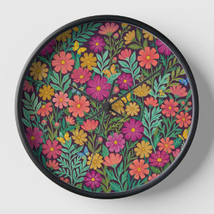 Relojes de Arte de Cosmos Flores y Mariposas Abstr