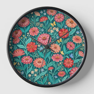 Relojes de Arte de Cottagecore Abstracto Zinnias M