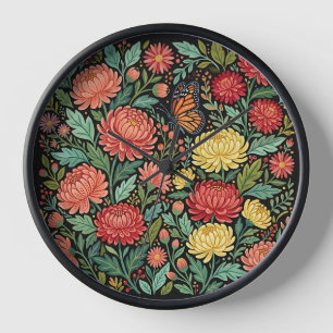 Relojes de Arte de Crisantemo Abstracto con Maripo