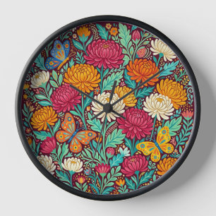 Relojes de Arte de Crisantemo Mariposas Folclórica