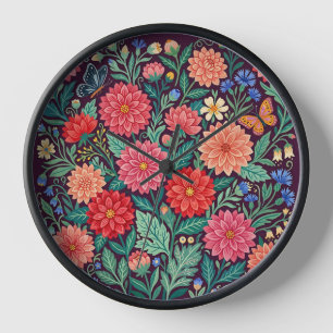 Relojes de arte de dalias coloridas abstractas y m