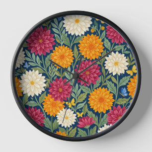 Relojes de arte de dalias coloridas abstractas y m