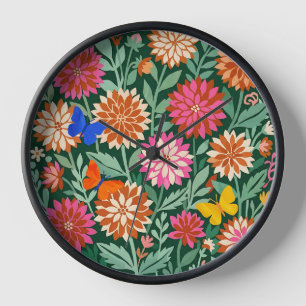 Relojes de arte de dalias y mariposas abstractas d
