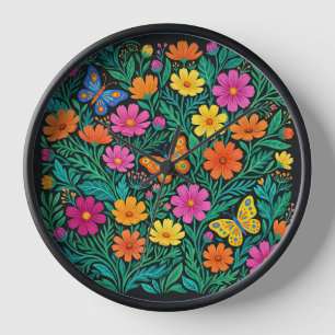 Relojes de arte de flores abstractas escandinavas