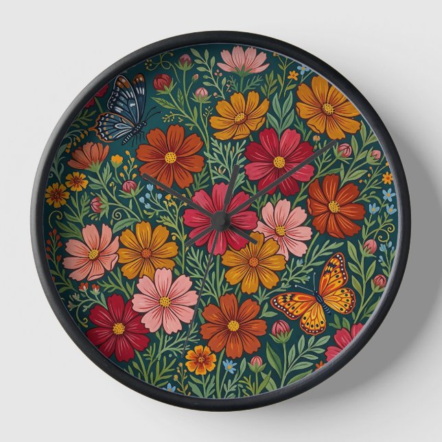 Relojes de arte de flores de cosmos abstractas (Anverso)