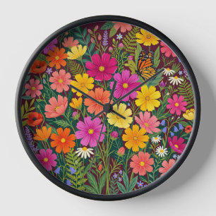 Relojes de arte de flores del cosmos boho abstract