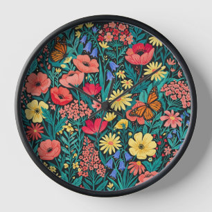 Relojes de arte de flores silvestres abstractas y