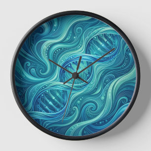 Relojes de arte de hélice de ADN abstracto en azul