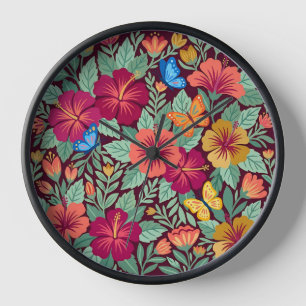 Relojes de Arte de Hibisco Mexicano Abstracto con