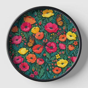 Relojes de arte de jardín de amapolas abstractas m