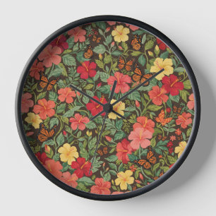Relojes de arte de jardín de hibisco abstracto mar