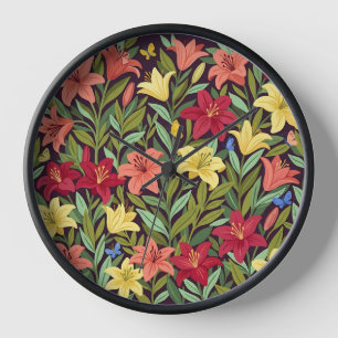Relojes de arte de jardín de lirios abstractos mar