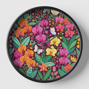 Relojes de Arte de Jardín de Orquídeas Escandinava