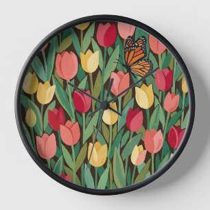 Relojes de arte de jardín de tulipanes abstractos